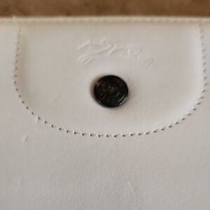 LONGCHAMP White Leather Wallet with Embossed Logo